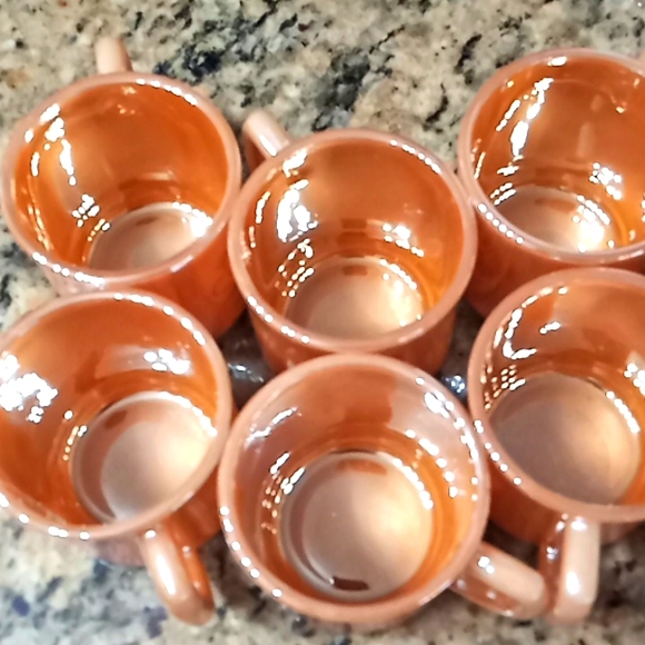RARE FIND. Fire King Peach Luster Egg Nog Set Punch Bowl With 8 Cups. Beautiful! - Picture 11 of 13